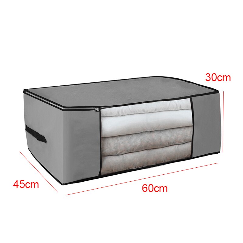 Bedroom Clean Big Capacity Dust-proof Folding Non Woven Fabric Storage Box Quilt Clothes Toy Bag Clear Window Zipper Organizer
