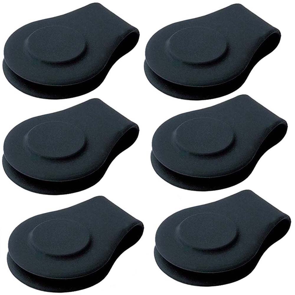 Durable Silicone Set Magnetic Golf Ball Marker Hat Clip Black Blue Orange Removable Golfing Accessories: Black 6Pcs