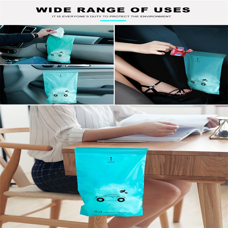 5pcs Car Trash Can Biodegradable Environmentally Self-Adhesive Auto Seat Back Hanging Trash Storage Bag Disposable Car Accessory
