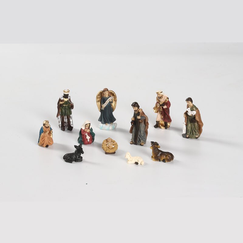 Manger Nativity Scene Set Baby Jesus Figurines Resin Stutas Small Size Christian Religious Desktop Home Decorative