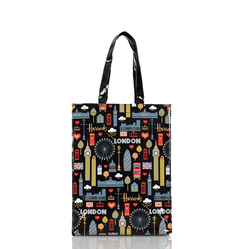 PVC Reusable Shopping Bag Women's Bag Eco Friendly London Shopper Bag Large Capacity Waterproof Handbag Shoulder Bag: green