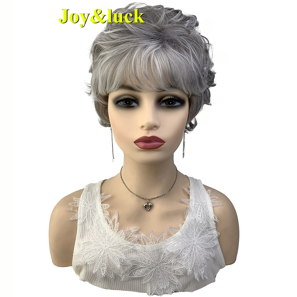 Short Ombre Blonde Wig Synthetic Bob Straight Hair With Bangs Women Natural Daily Wear Wig