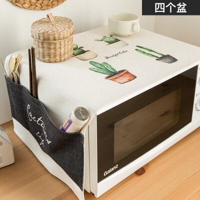 Nordisk stil bomull lin mikrobølgeovn støvdeksel ovn skjold klut japansk håndkle innhold bag hette hjem kjøkken dekor: 1 / 37 x 95cm(19-21l)