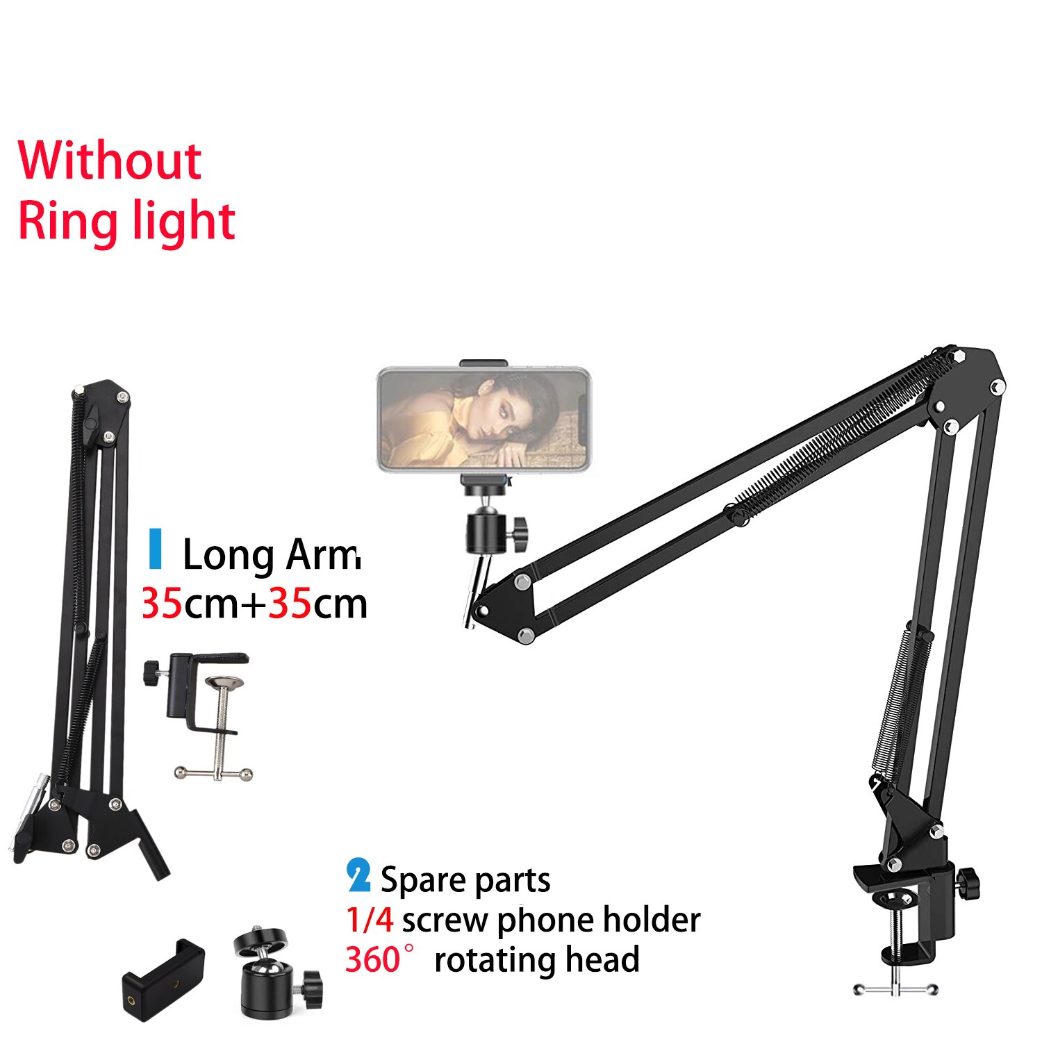 LED Selfie Ring Licht Mit Lange Arm Kreis Füllen Licht Dimmbar Runde Lampe Stativ machen-hoch Fotografie RingLight Telefon Ständer Halfter: ohne hell