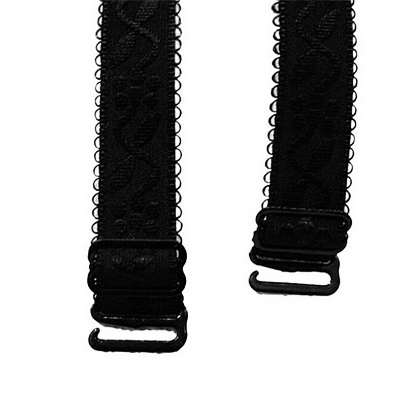 Kvinder dobbelt skulder elastisk bh-rem tilbehør 34cm skridsikre bh-stropper 1 par: Sort