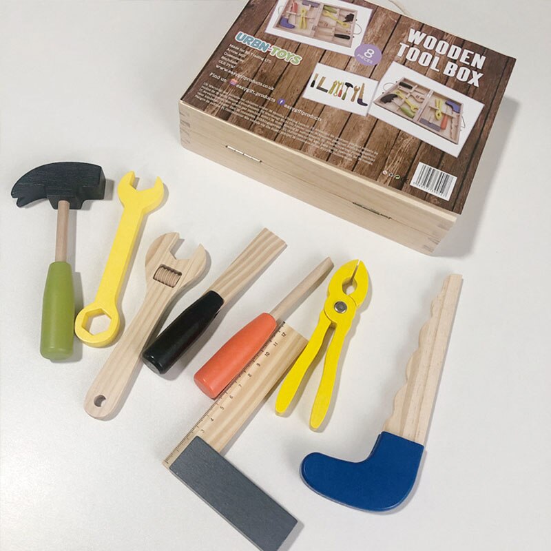 Holz Werkzeug Bausatz einstellen Spielzeug Baby Reparatur Simulation Faltbare Tragbare vorgeben abspielen Werkzeug Kasten Für freundlicher
