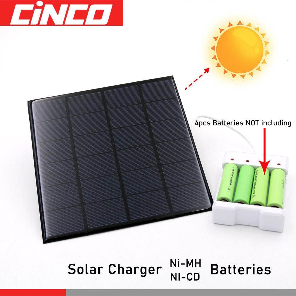 Solar Panel Outdoor Universal Battery Charger DC 5V 1A 1.2V 4 Slot AA/AAA Rechargeable Battery Charger Adapter USB Plug