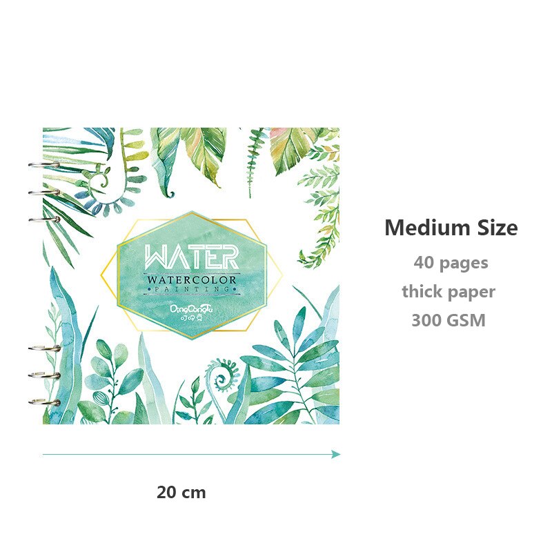 Spiral Notebook for Watercolor Painting Sketchbook 40pages Blank Paper 300GSM Loose Leaf Diary Office School Supplies Stationery: Leaves-20cm