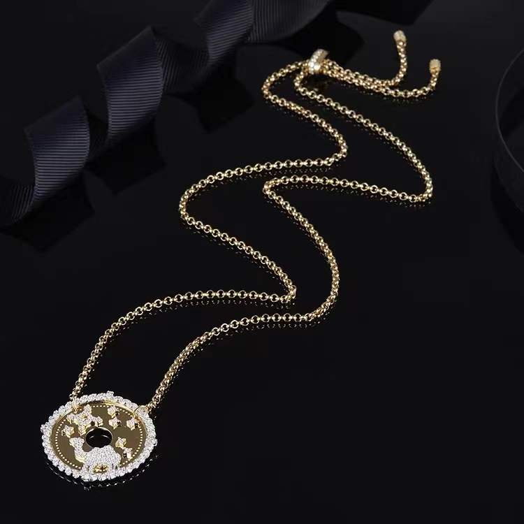 S925 Vliegende Ruimte Paard, Starry Galaxy, Golden Moon Ruimtevaartuig. Ronde Vrouwelijke Ketting Armband Oorbellen Luxe Sieraden.: Necklace5