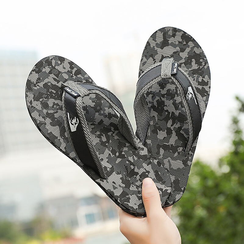 Heren slippers goedkope lichtgewicht slippers goede camouflage slippers heren: Zwart / 11