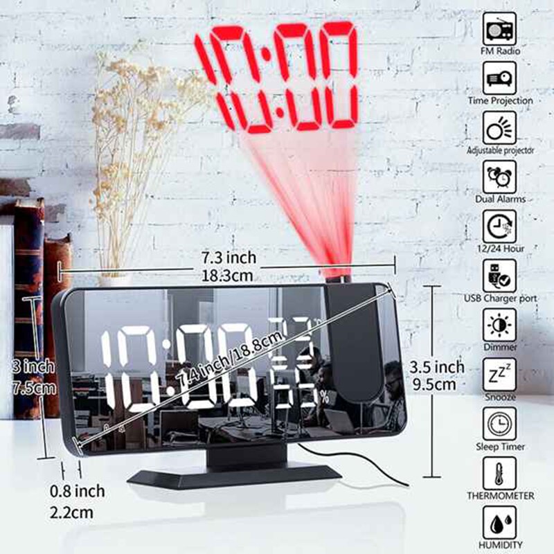 Projection alarm clock wake up Projector Ceiling Clock with Digtal LED Temperature Display&Dimmer Electronic Desktop Clocks