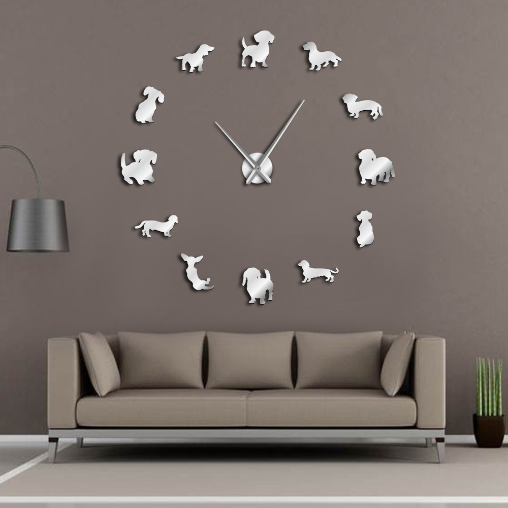 Dachshund DIY Large Wall Clock Popular Dog Breed Sausage Dog Doxie Giant Modern Wall Watch Wiener Dog Wall Art Pet Shop Decor