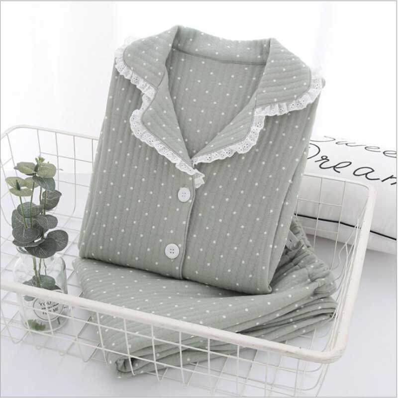 Winter Katoen Dikke Comfortabele Ademende Zwangere Vrouwen Borstvoeding Nachtkleding Fall Moederschap Pyjama Zwangerschap SleepwearX229: Gray / M