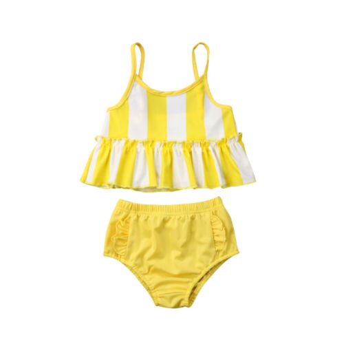Girls Swimwear Summer Striped Girls Bikini Set High Waist Swimsuit Bathing Suit Kids Bikini Children Beach Wear Swimming Costume: S