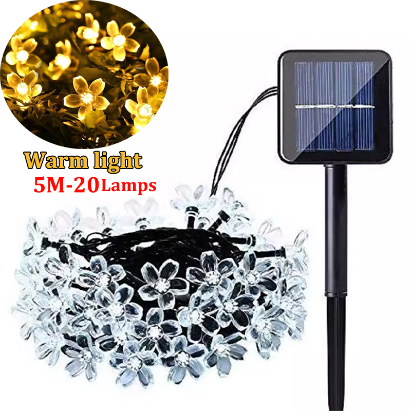 Solar Cherry Blossom Lights Solar / Battery String Light Waterdicht Tuin Fairy Strings Bruiloft Kerstdecoratie: Blauw