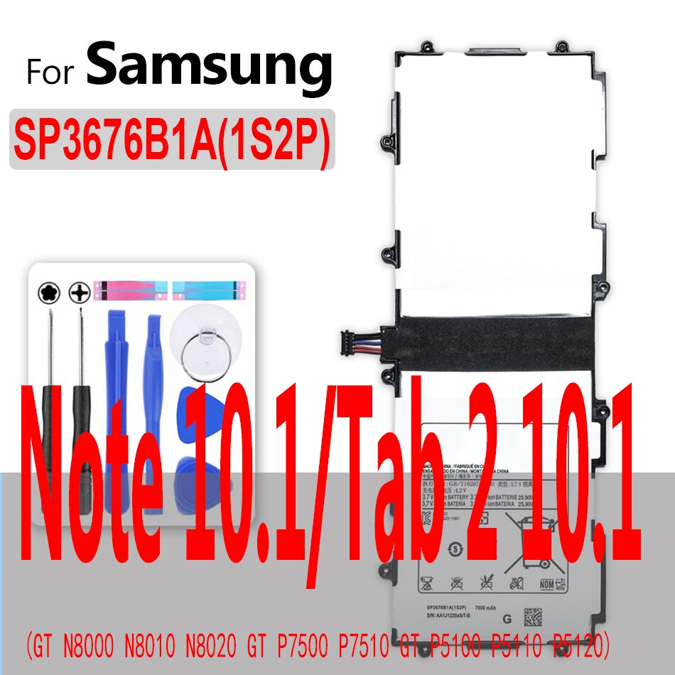 Tablet Battery For Samsung GALAXY Note 8.0 10.1 12.2 Pro/Tab A 7.0 9.7/S S2 S3 8.4 10.5 Edition P605 P607 T520 N8020 T700 T801: SP3676B1A(1S2P)