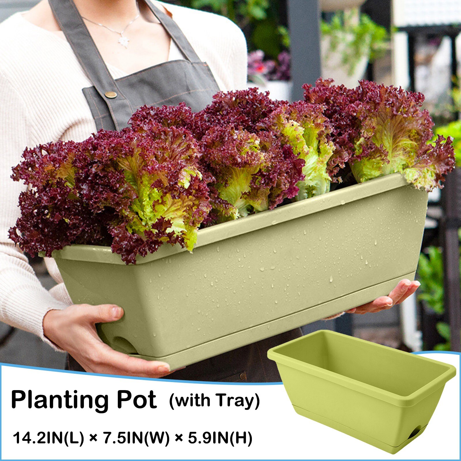 Venster Box Planter W/Lade Groente Planten Plastic Bloempot Balkon Groente Planten Trog Plant Verhoogd Bed Pot