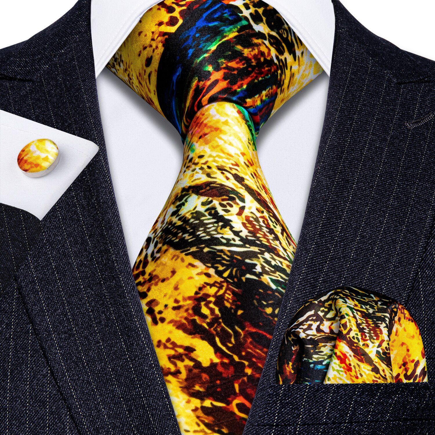 Men Necktie 100% Silk Mens Tie 7 Colors Print Ties For Men Wedding Barry.Wang Business Style Tie LS-07: LS-5281