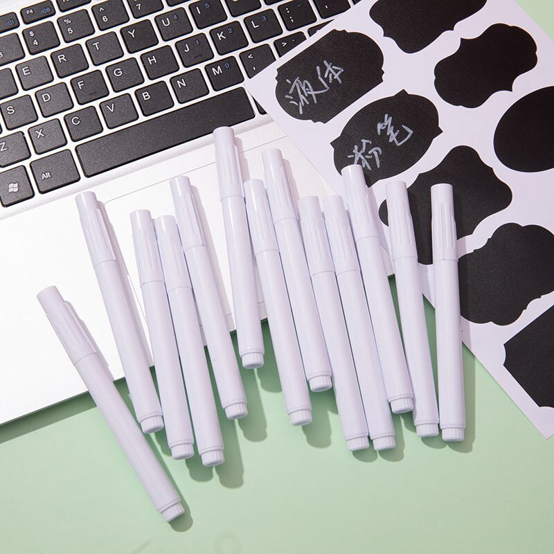 Stylos à craie blanche pour stickers muraux, tableau noir effaçable, sans poussière, marqueur amovible, papeterie