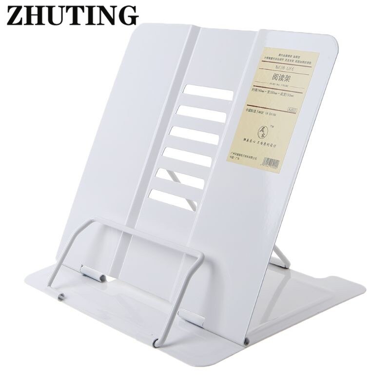 Portable Metal Adjustable Reading Book Holder Support Document Shelf Bookstand Book Stand: White