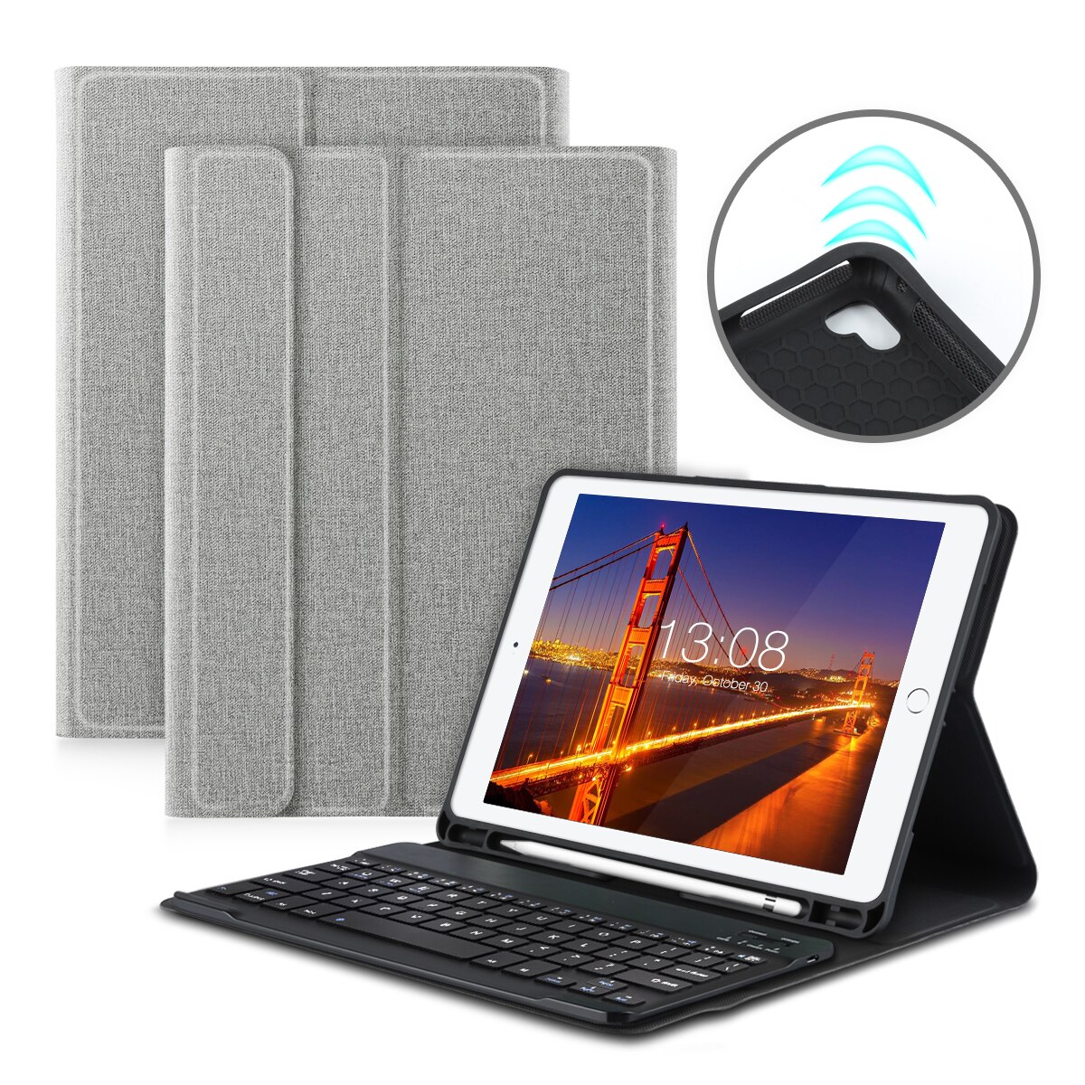 For iPad 9.7 5th 6th Gernation Case Keyboard For iPad For iPad Pro with Pencil Holder QWERTY AZERTY Bluetooth Keyboard
