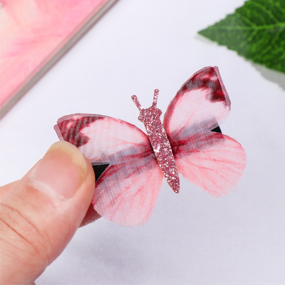 2 pièces belle strass papillon pince à cheveux Double couches Tulle épingle à cheveux accessoires de coiffure outils pour les femmes fille
