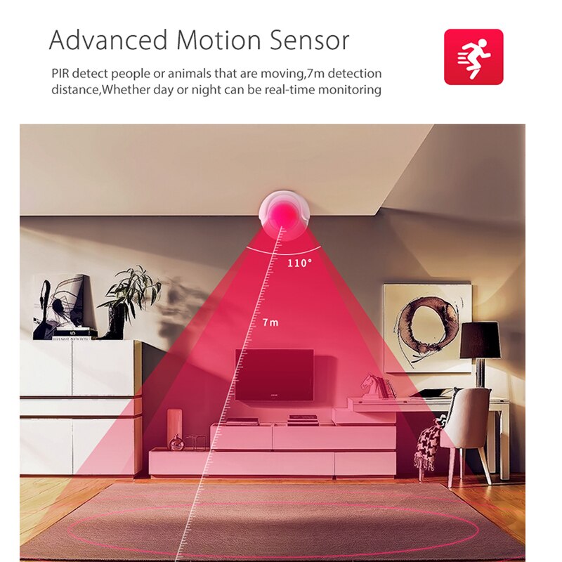 Coolcam wifi bevegelsessensor alarmdetektor pir bevegelsesdetektor for smart hjemmeautomasjon og appvarsling, trenger ingen hub