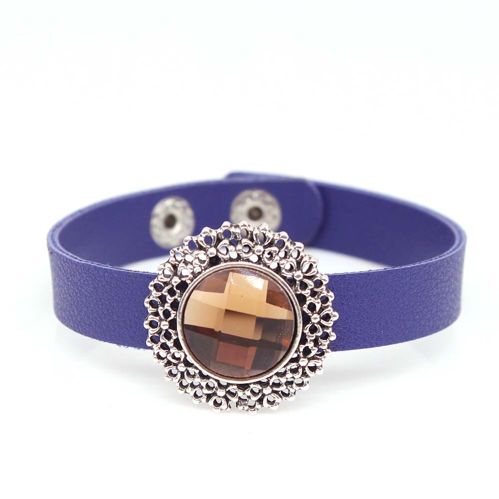 Button Adjust Leather Bracelet Crystal Fine For Women Jewelry: 3