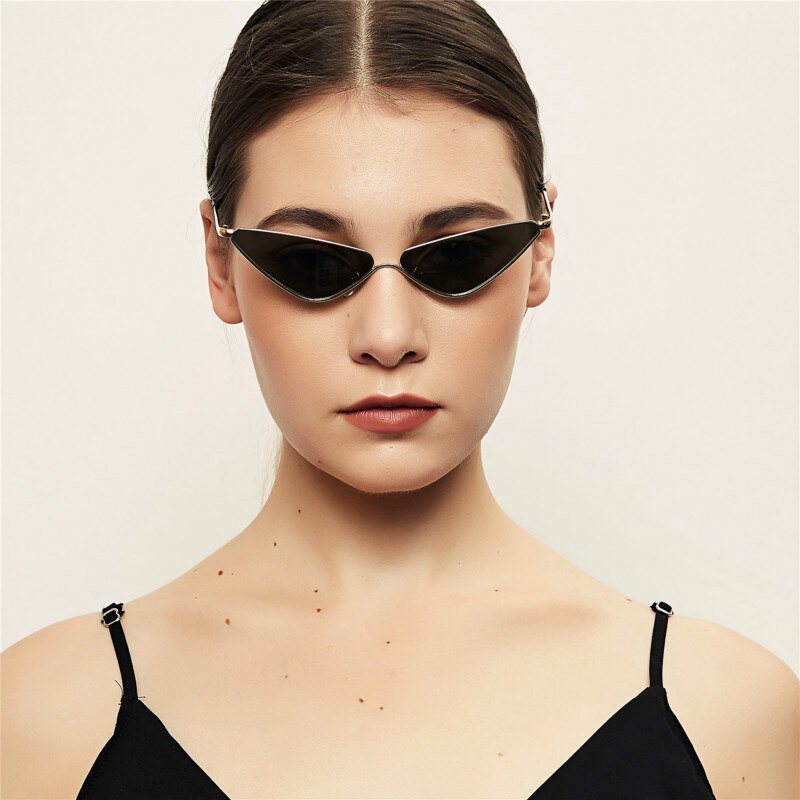 Lady Triangle Sun Glasses Women's Cat Eye Small Glasses Women's Men's Personality Retro Polygon Small Frame Sunglasses