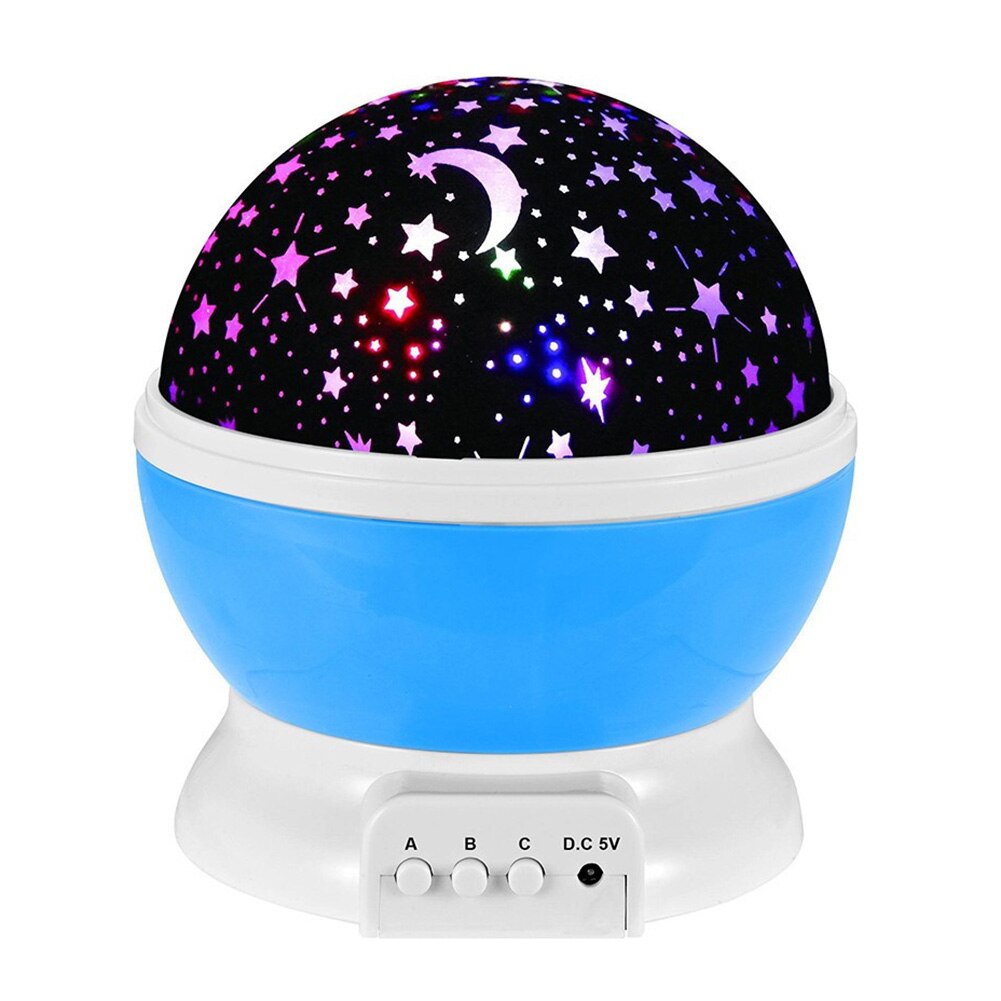 Nachtlampje Projector Star Moon Sky Roterende Batterij Operated Bedlampje Voor Kinderen Kids Baby Slaapkamer Nursery: Blauw