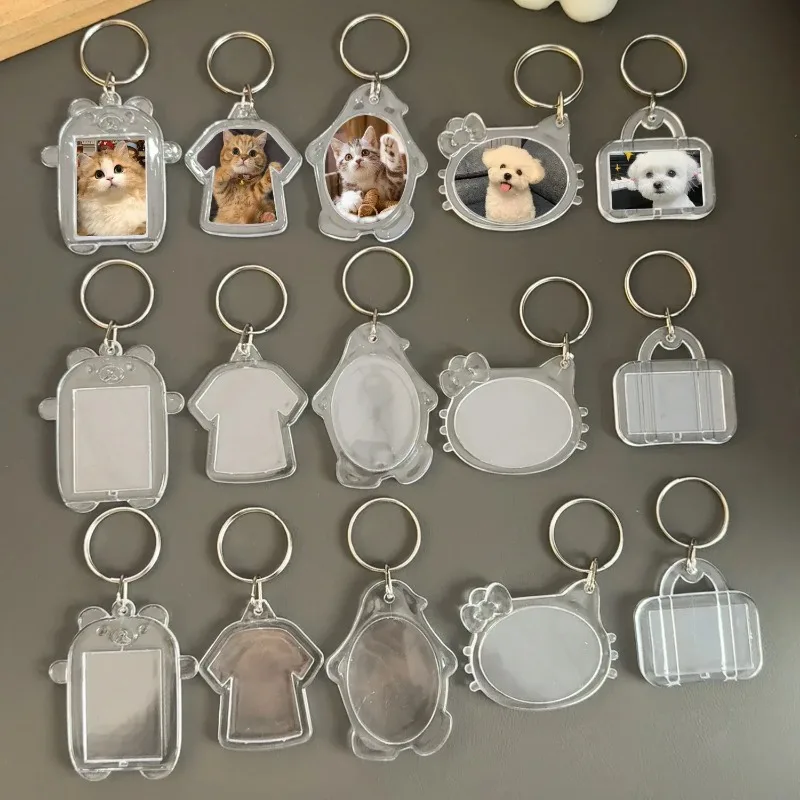 5/10 Stück transparenter Fotorahmen-Schlüsselanhänger, Quasten, schnappen-in, individueller Einsatz, Foto-Acryl-Rohling-Schlüsselanhänger, klarer leerer Bild-Anhänger