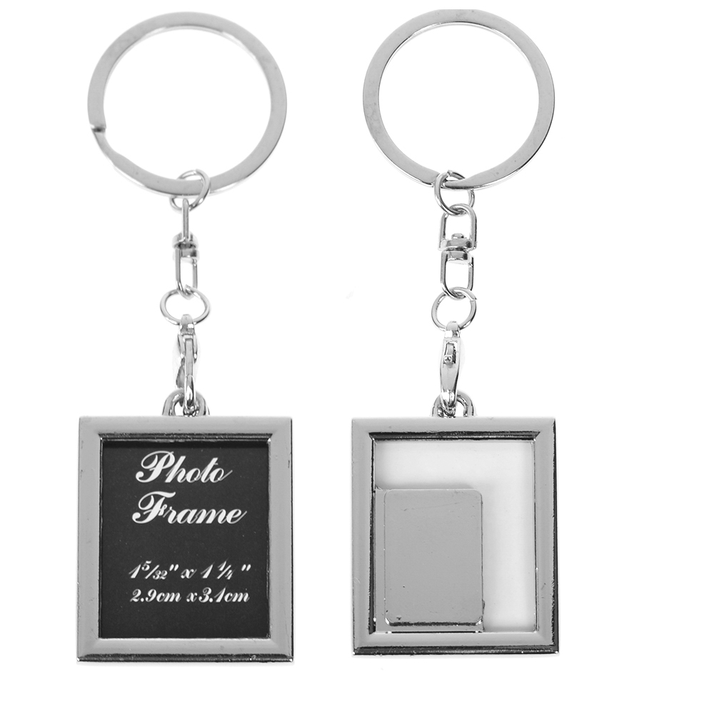 1PC Metal Alloy Insert Photo Picture Frame Keyring Keychain Fob Love