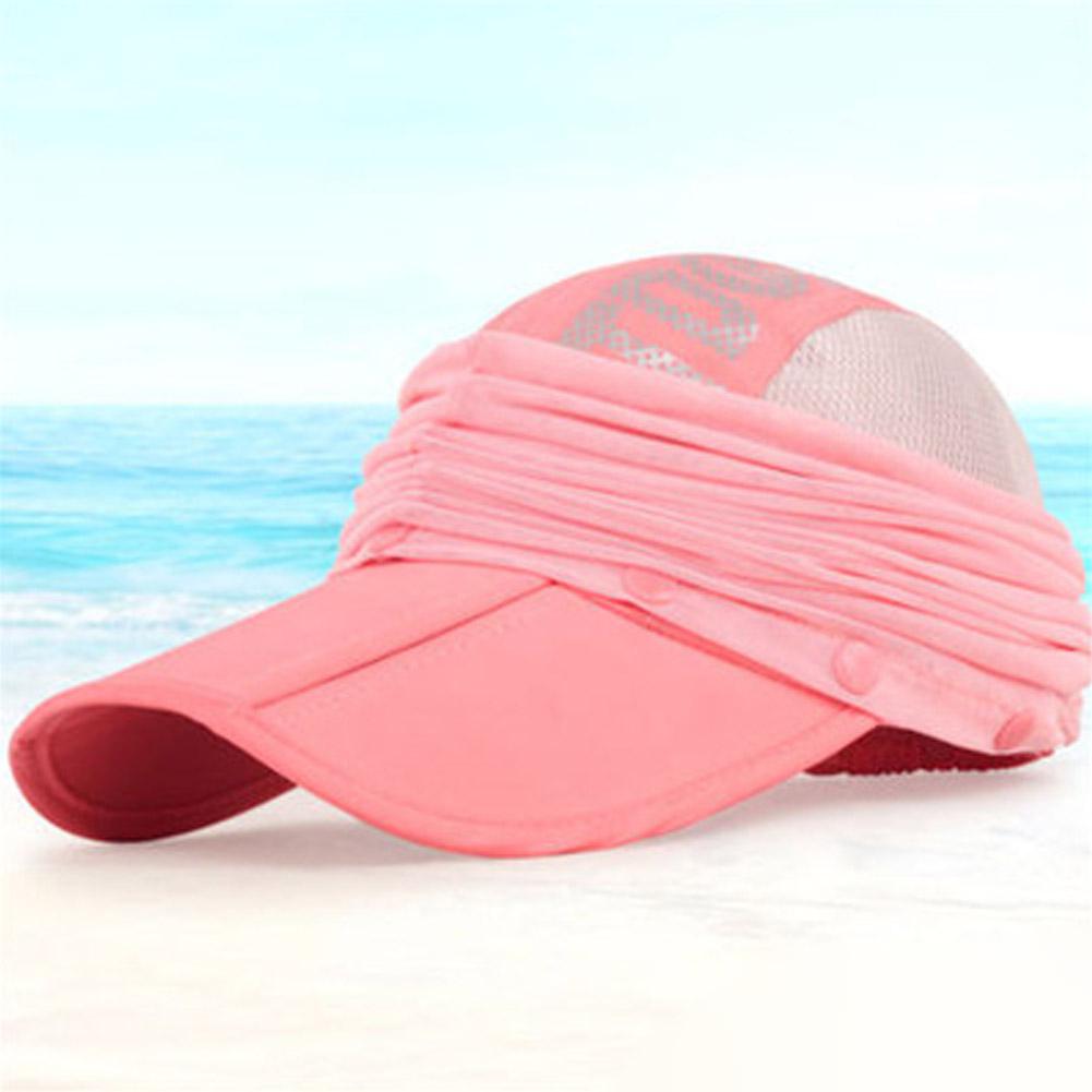 GloryStar Flat brim Sun Hat Ladies Sunscreen Outdoor Folding Baseball Cap Summer Mesh Quick-Drying Cycling Cap 56-59cm: Pink