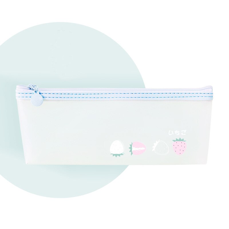 Fruta transparente cremallera neceser de viaje cepillo de dientes bolso cosmético lavado bolsa organizador bolsa portátil mujer maquillaje bolsa lápiz caso: YBXB01-Blue