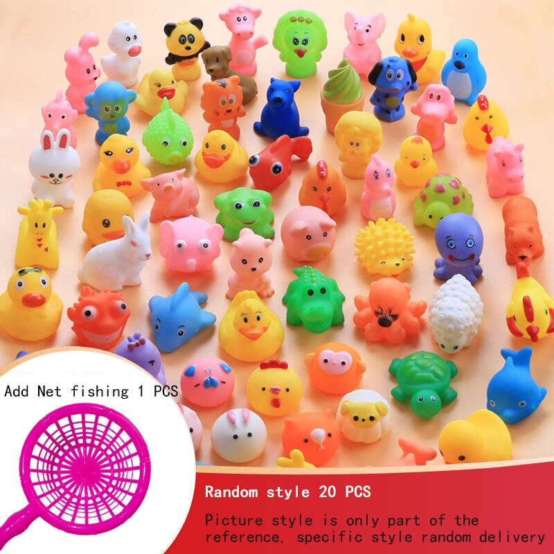 Small Animal Baby Bath Toy Water Squeeze Sounding Dabbling Soft Rubber Duck Kids Duckling Toys for Toddler 3 Years Shower Games