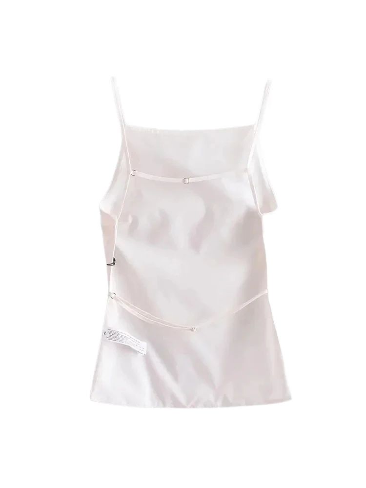 TRZA-Rückenfreie Tanktops für Damen, dünne Träger, gerader Ausschnitt, ärmellos, weibliche Camis, sexy