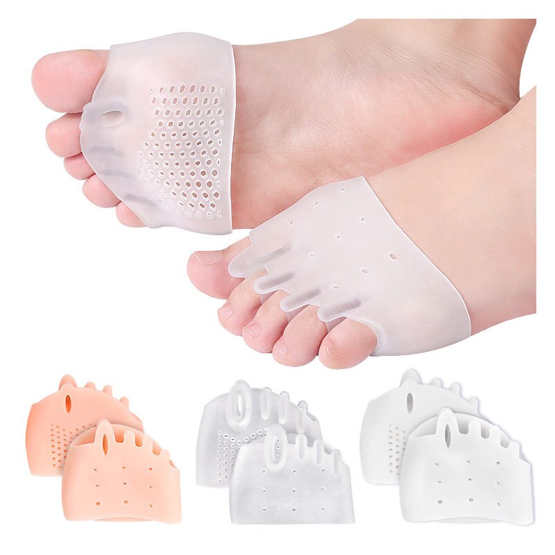 2Pieces = 1Pair Silicone Forefoot Pads Five-Hole Honeycomb Shape Hallux Valgus Gel Insole Corrector Toe Cover Orthopedics Care
