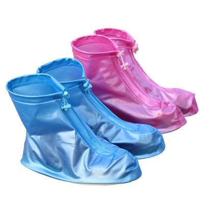 Regntæt vandtæt, genanvendelig regnskoovertræk flade overtræksovertræk skridsikker skoovertræk blå / pink