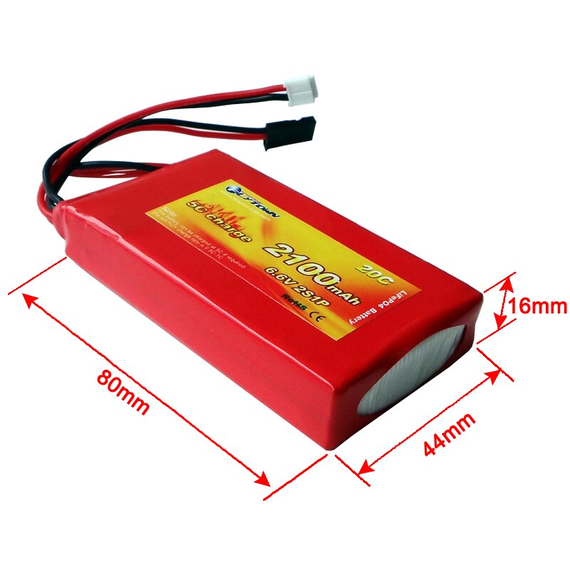 Flytown 2100mAh 2S1P 6,6 V 20C LiFePo4 Absender batterie Lebensdauer der batterie für Futaba 3PV T14SG 8J 10J 4PK 4PX 4PV 4PM 7PX 4PLS 16SZ