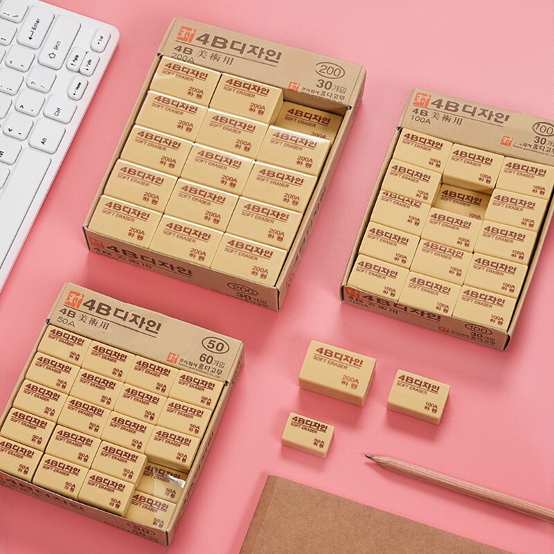 Gomme à crayon en caoutchouc pour dessin et écriture, fournitures de papeterie et d'art pour étudiants, 4B