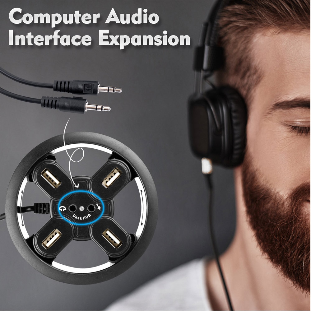 Kontorsdator skrivbord runt hål usb 2.0 splitter usb hubs omvandlare laptop/pc/mac expansionsgränssnitt 4 port 1.5 plug play