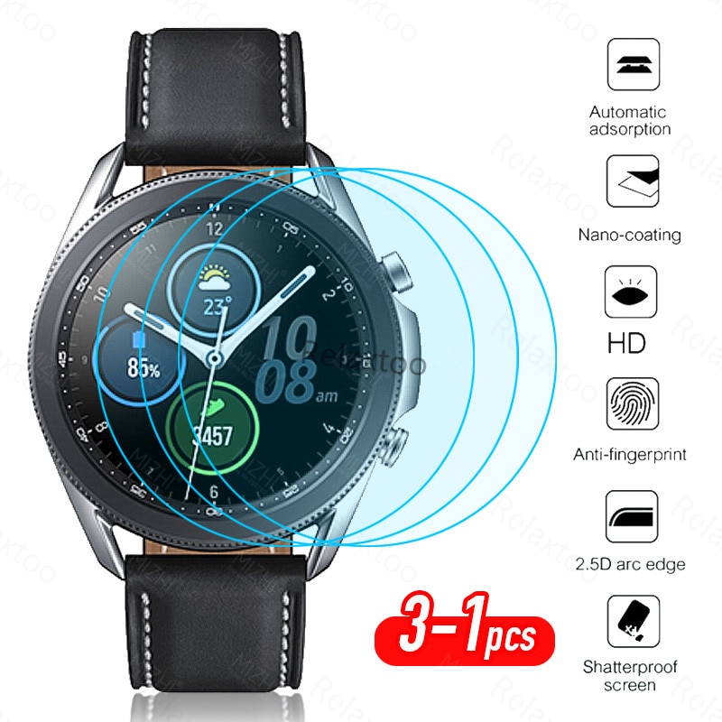 3Pcs Gehard Glas Voor Samsung Horloge 3 45Mm Glas Voor Samsung Galaxy Watch3 41Mm Band Screen Protector smartwatch Accessoires