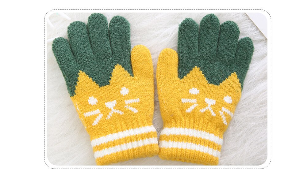 4-8Y Neue Kind Kinder Baby Mädchen Jungen Winter Gestrickte Handschuhe Cartoon Warme Handschuhe Kleinkinder Im Freien Cartoon Katzen Niedlich Handschuhe: Grün