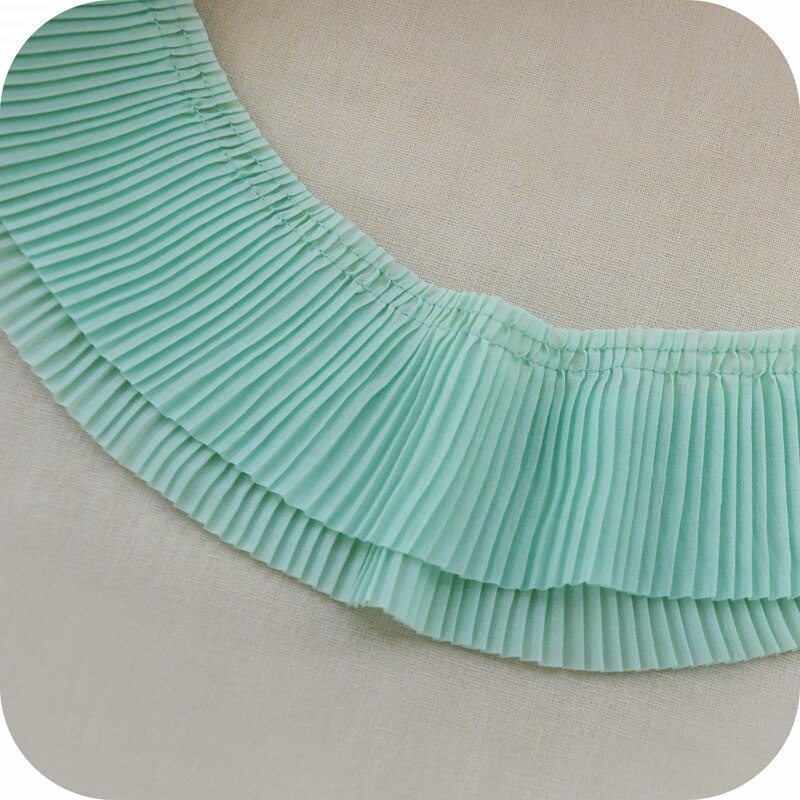 5 metros/lote 6.5 centímetros Chiffon Plissado Guarnição Do Laço Do Vestuário DIY Fita Laço de Tecido Vestido de Costura Camisas Home Textile Decoração Rendas fita: Mint Green