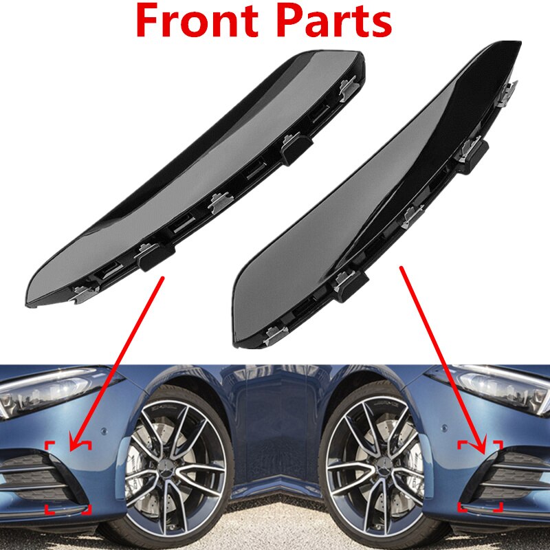 For Benz W177 AMG Line A Class A200 A250 A35 Front Rear Bumper Lip Fog Lamp Cover Chin Spoiler Splitter Body Kit Canards: Black Front Parts