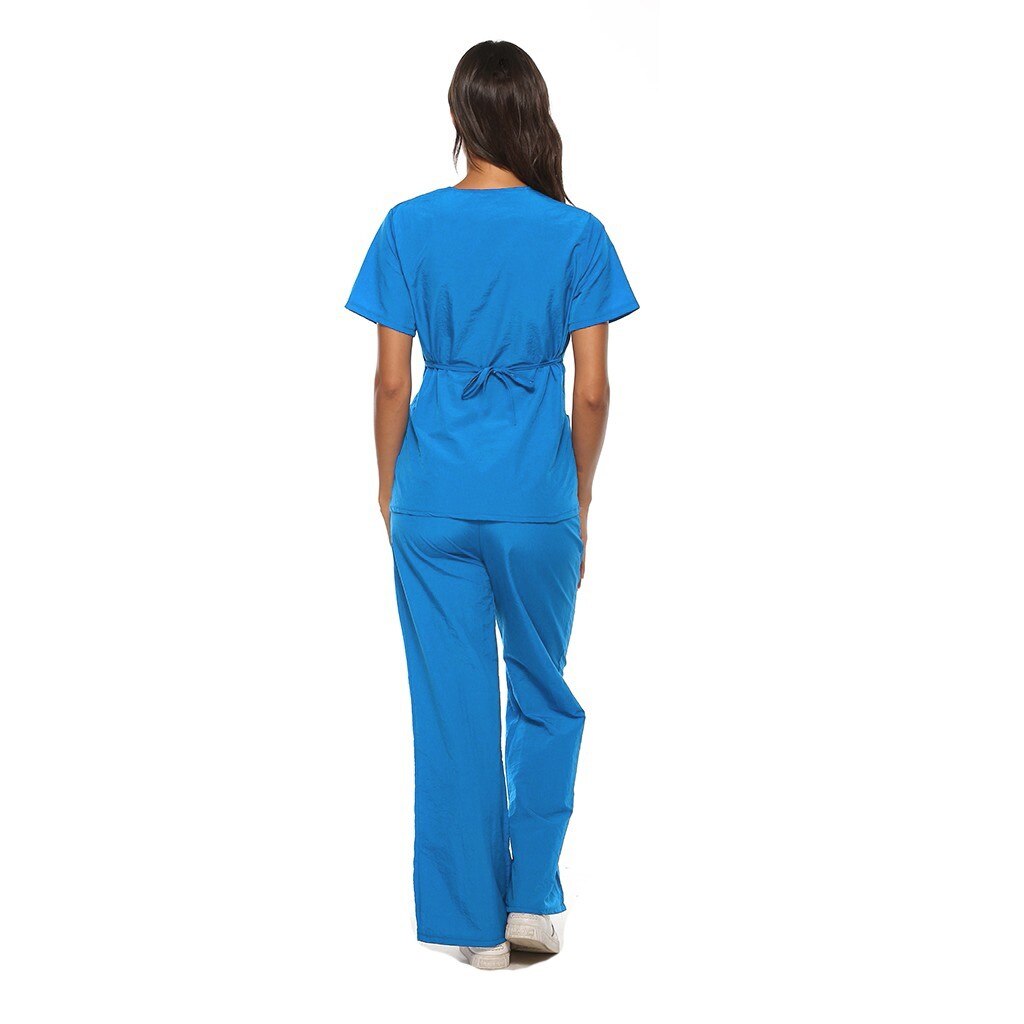Women Short Sleeve V-neck Tops+Pants Nursing Working Uniform Set Suit Beautician uniform beauty salon housekeeping uniform