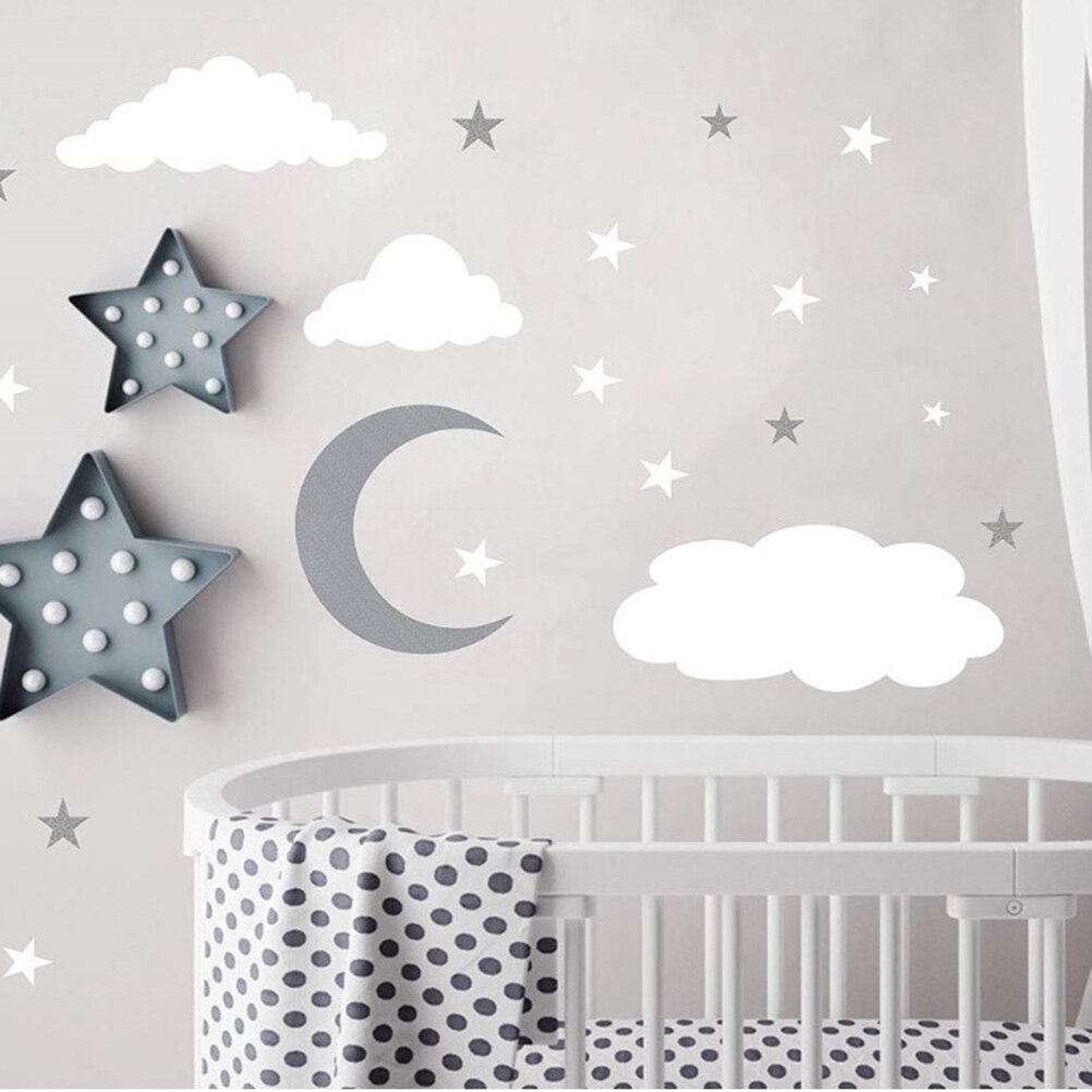 Væg klistermærke vægoverføringsbilleder skyer måne og stjerner vægoverføringsbillede børn baby værelse dekoration børnehave vægindretning