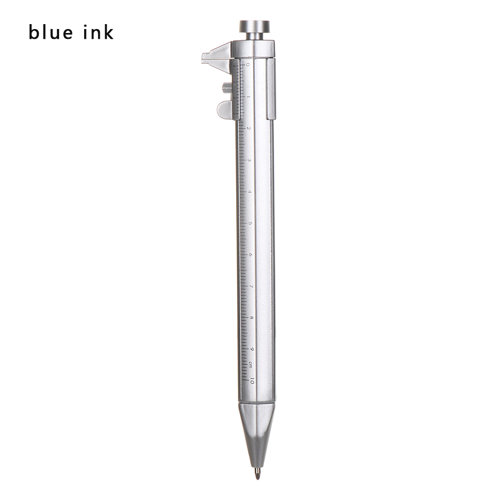 1 Stck 0,5mm Kugelschreiber Nonius Kaliber Rolle Stift Messung Werkzeug Multi-funktion Skala Lineal Stift Schreiben Instrument schreibwaren: Blau Tinte