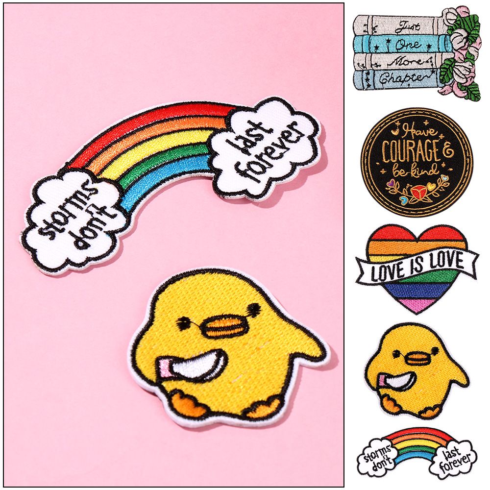 Sewing Clothing Heart Rainbow Whale Clothes Sticker Embroidery Patches Iron On Patch Moon