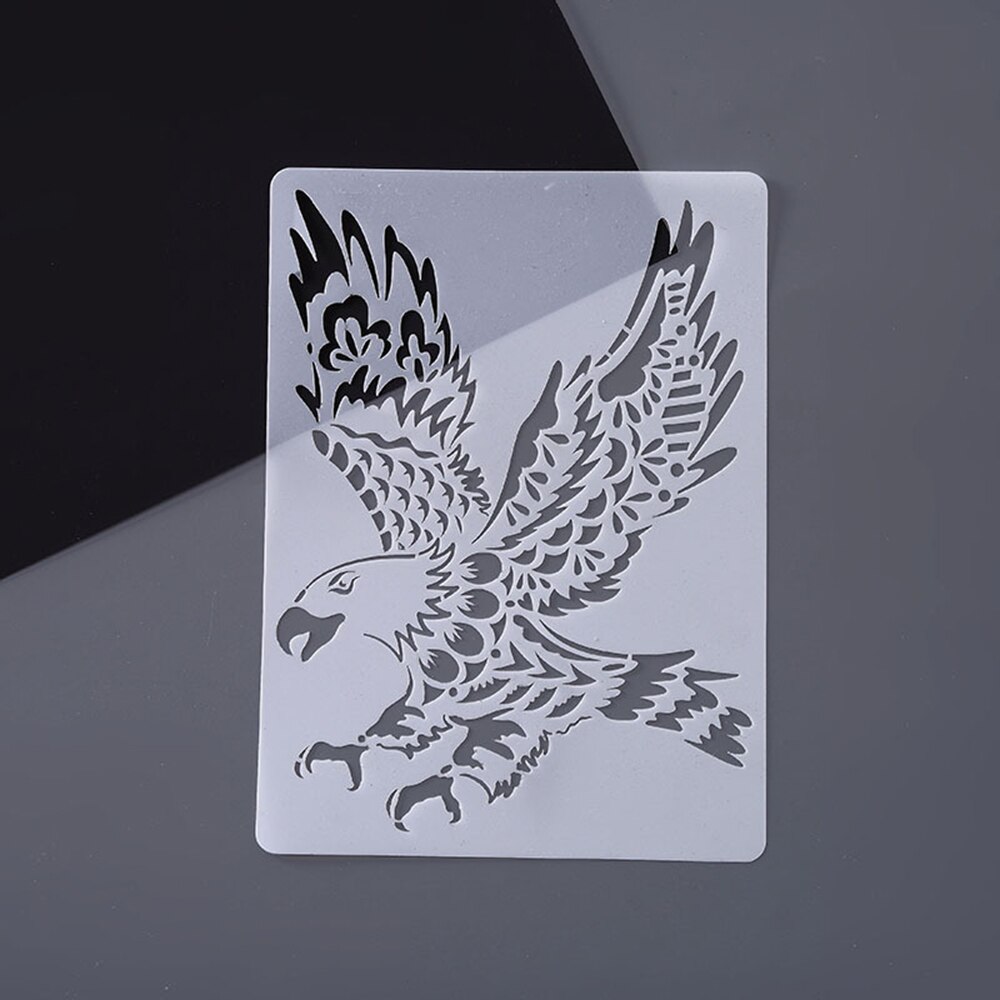 Animal Series Hollow Painting Stencils A4 Lace Ruler Drawing Template Stencils for Diy Scrapbooking Plastic: eagle